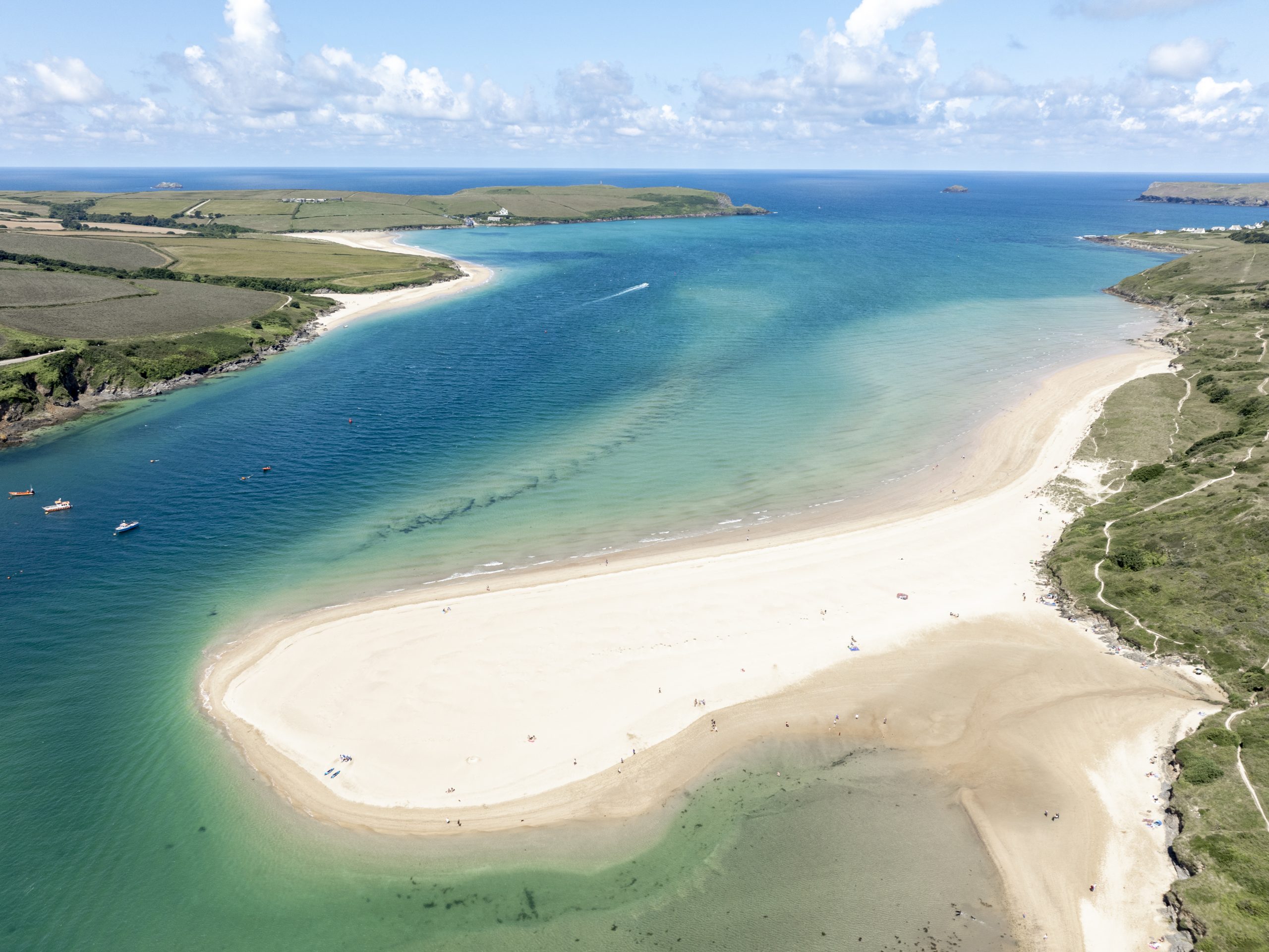 Rock and Camel Estuary in Cornwall near St Minver with sandy beach and coastal views